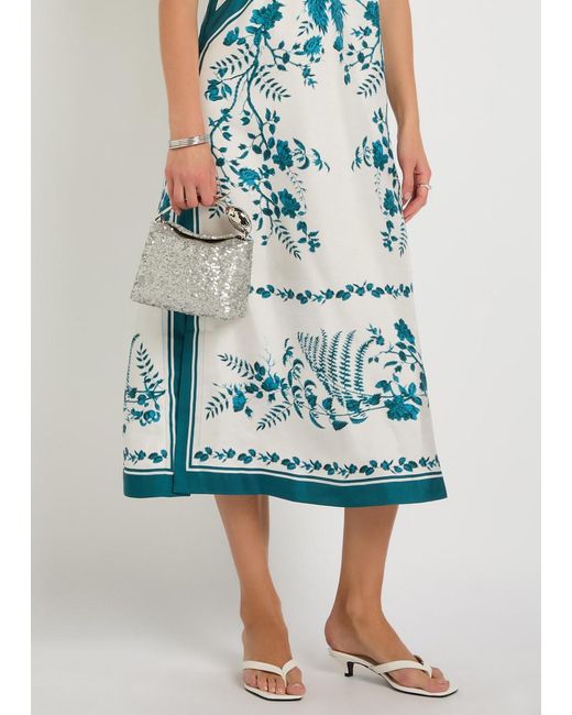 Erdem Gray Bloom Mini Sequin-Embellished Top Handle Bag