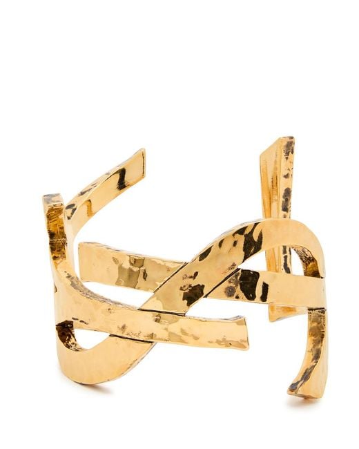 Saint Laurent Metallic Cassandre Logo Cuff