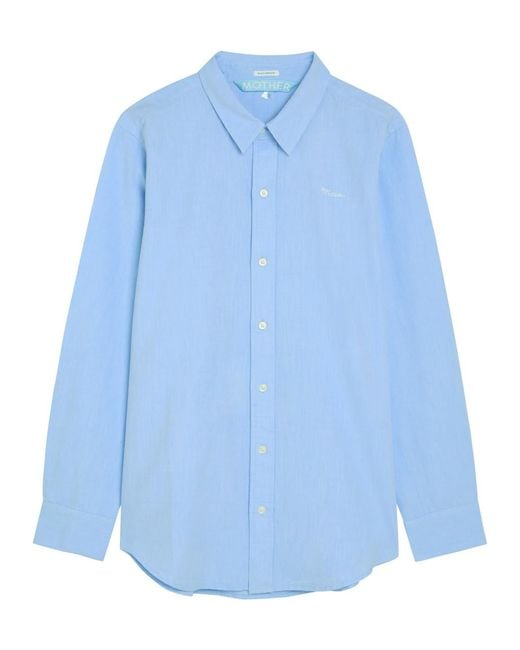Mother Blue The Bestie Logo-Embroidered Cotton Shirt
