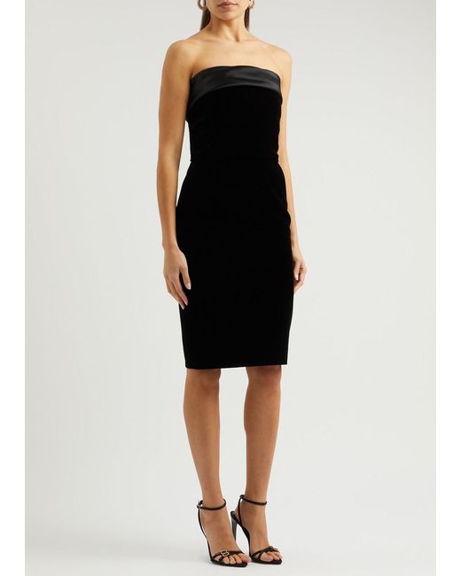Saint Laurent Black Strapless Velvet Dress