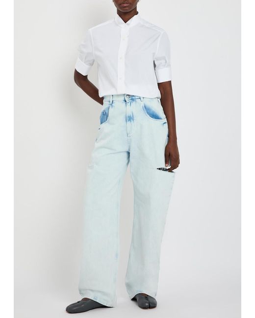 Maison Margiela White High-Neck Cotton-Poplin Shirt