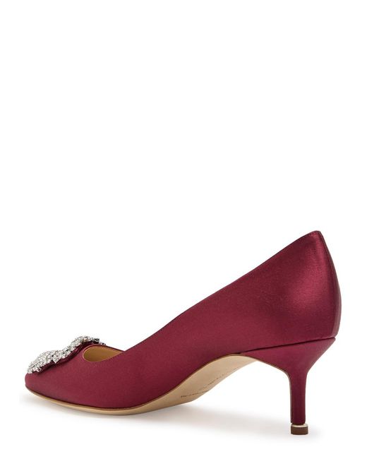 Manolo Blahnik Red Hangisi 50 Satin Pumps