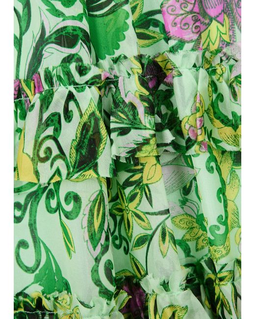 Diane von Furstenberg Green Modena Printed Chiffon Midi Dress