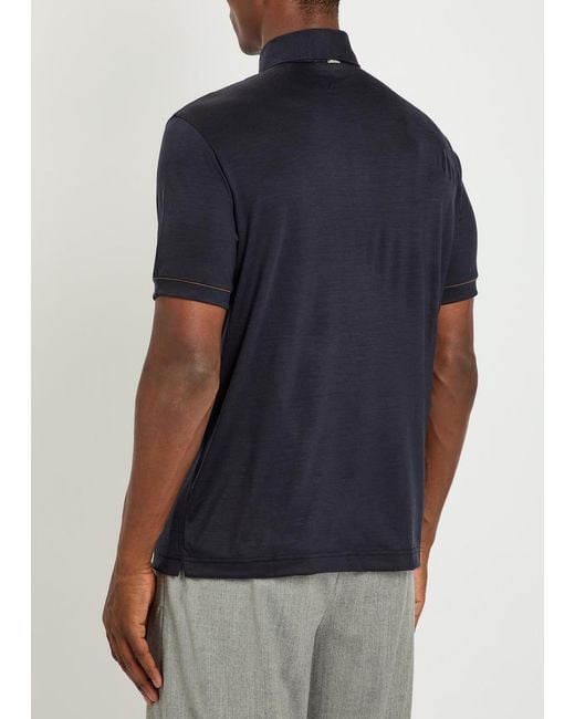 Herno Blue Wool-Jersey Polo Shirt for men