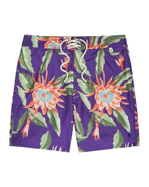 Polo Ralph Lauren Blue Floral-Print Shell Swim Shorts for men
