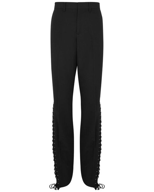 Jean Paul Gaultier Black Lace-Up Straight-Leg Wool Trousers