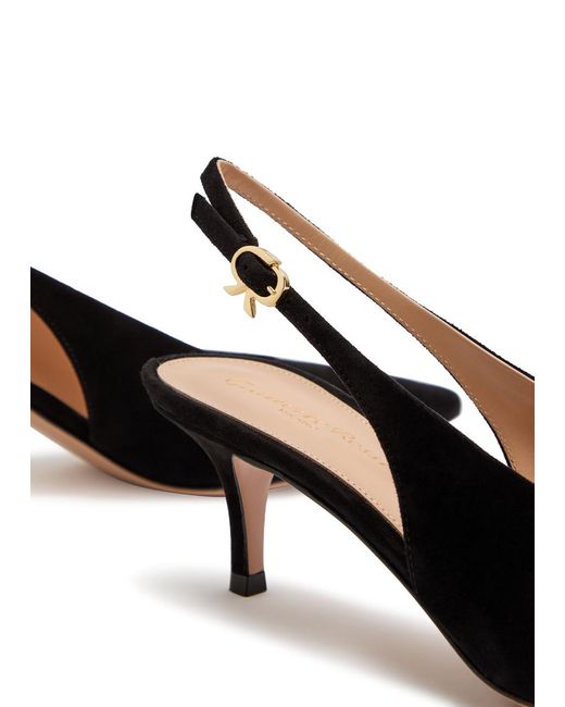 Gianvito Rossi Black Robbie 55 Suede Slingback Pumps