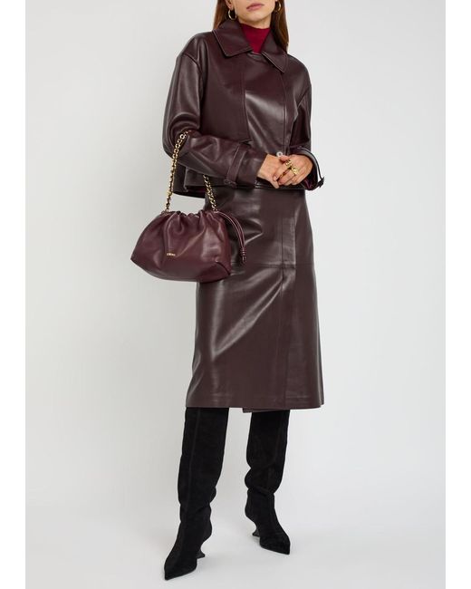 Joseph Brown Panelled Wrap-Effect Leather Midi Skirt