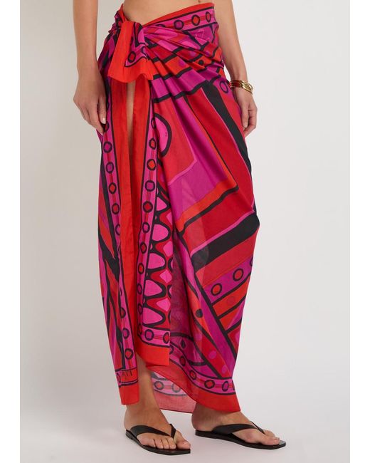 Emilio Pucci Red Printed Cotton Sarong