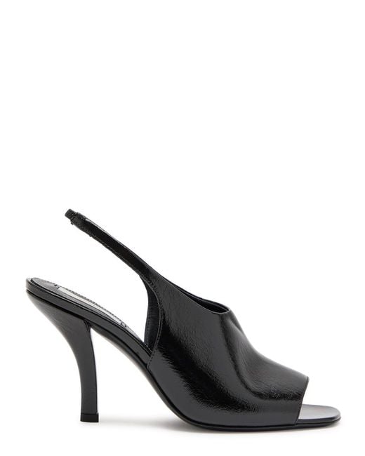 Totême Black Contour 85 Naplack Leather Slingback Sandals