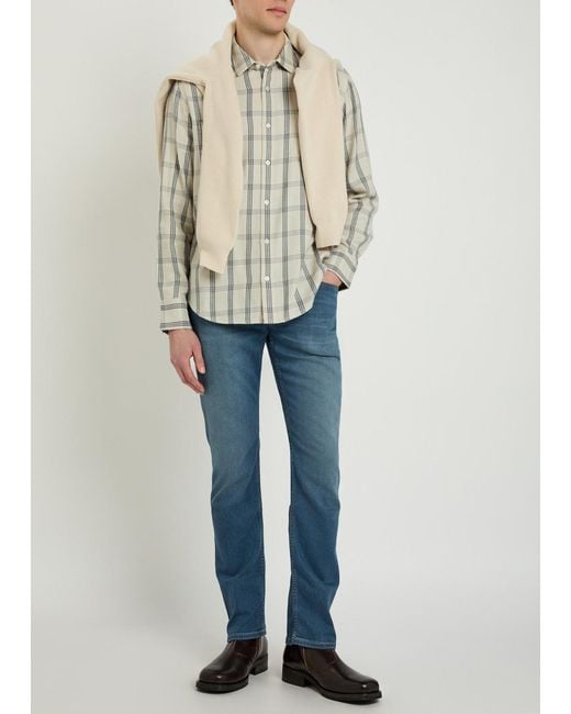 PAIGE White Everett Checked Flannel Shirt for men