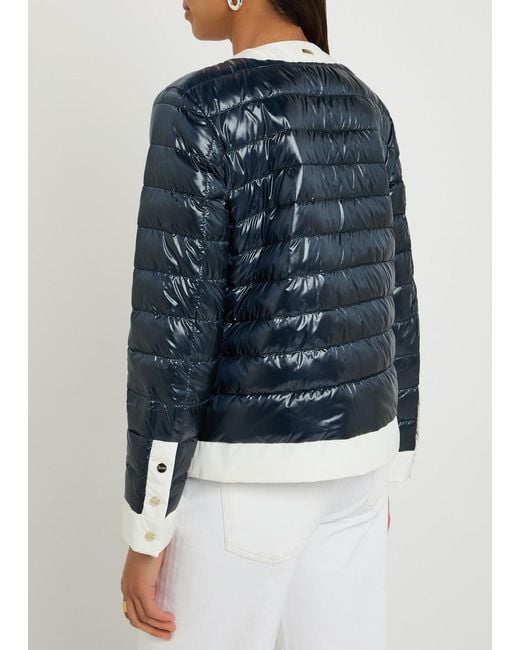 Herno Blue Contrasting Padded Glossed Shell Jacket