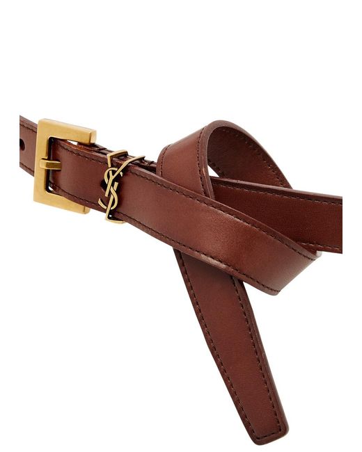 Saint Laurent Brown Logo Leather Belt