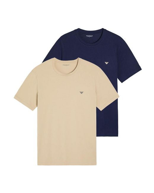 Emporio Armani Blue Logo Crew-Neck Stretch-Cotton T-Shirt for men