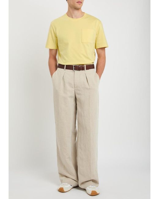 Loewe Yellow Logo-Embroidered Cotton T-Shirt for men
