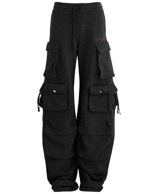 The Attico Black Fern Wide-Leg Cotton Cargo Trousers