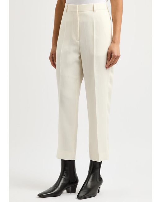 Totême  Natural Cropped Straight-Leg Woven Trousers