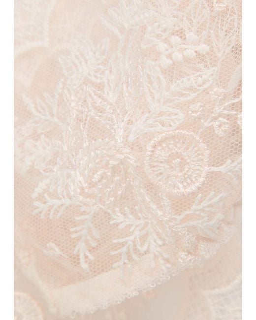 Simone Perele White Intrigue Tanga Embroidered Tulle Briefs