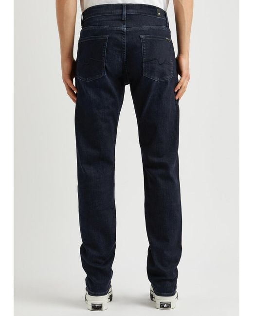 7 For All Mankind Blue Slimmy Luxe Performance Jeans for men