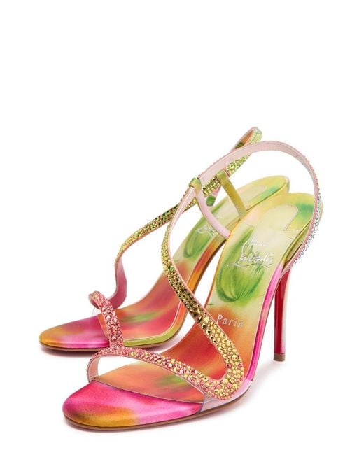 Christian Louboutin Pink Rosa Z 100 Embellished Crepe-Satin Sandals