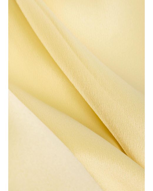 Vince Yellow Pleated Satin Midi Skirt