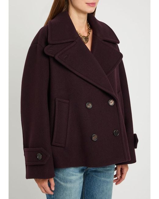 Chloé Red Double-Breasted Wool-Blend Jacket
