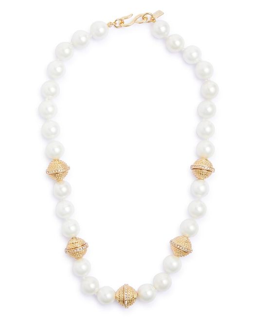 Kenneth Jay Lane White Faux Beaded Necklace