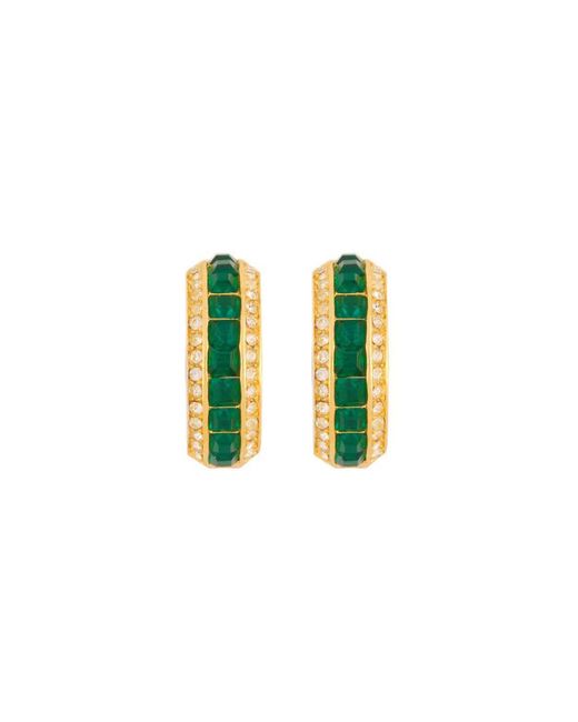 Susan Caplan Green Dior Emerald Hoop Clip-On Earrings
