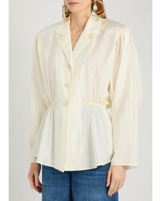 Chloé Natural Peplum Taffeta Blouse