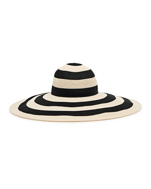 Eugenia Kim Black Sunny Striped Wide-brim Straw Hat