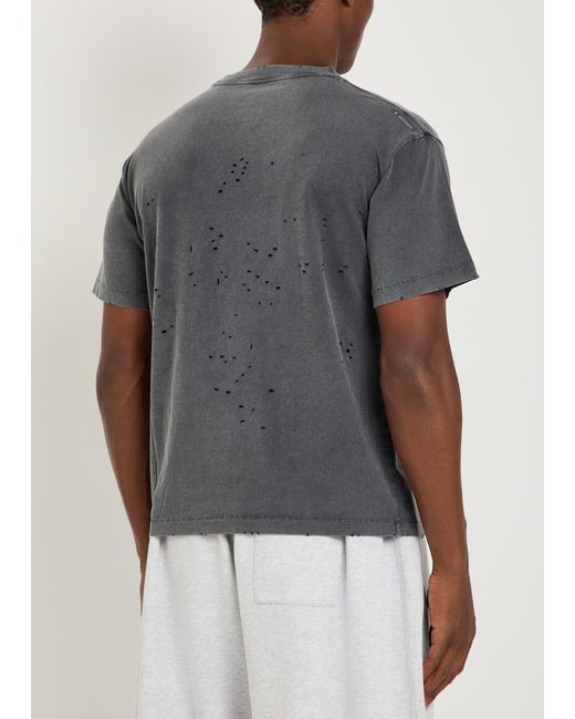 Satisfy Gray Mothtech Distressed Cotton T-Shirt for men