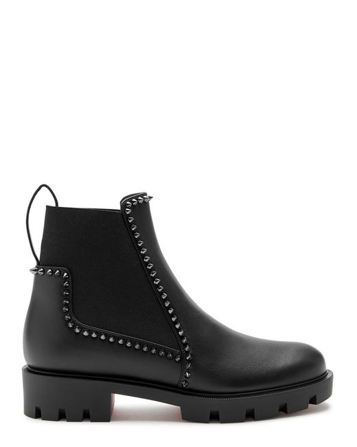 Christian Louboutin Black Out Lina Spike Leather Ankle Boots