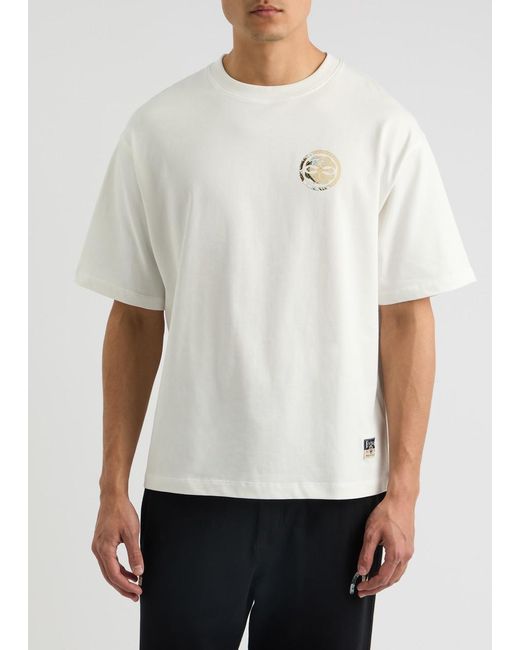 Evisu White Kamon And The Great Wave Printed Cotton T-Shirt for men