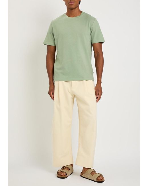 Wax London Green Dean Textured-Knit Cotton T-Shirt for men