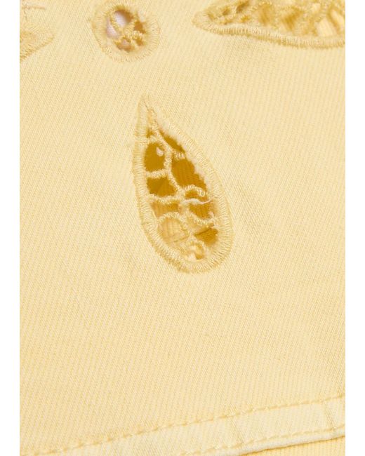 GOOD AMERICAN Yellow Essential Cut-Out Stretch-Denim Jacket