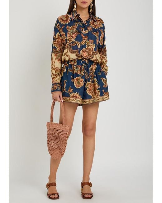 Zimmermann Blue Aster Printed Silk Shirt