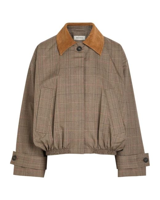 Rohe Brown Houndstooth Wool And Suede Jacket