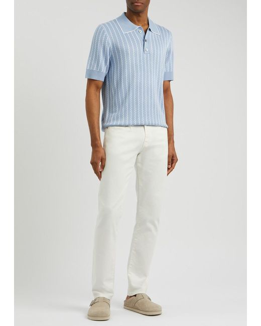 CHE Blue Monaco Striped Knitted Polo Shirt for men