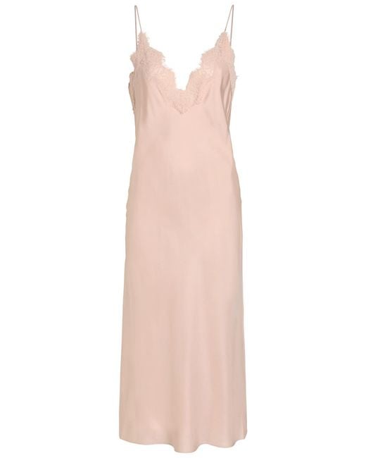 Rohe Pink Lace-Trim Silk Midi Slip Dress
