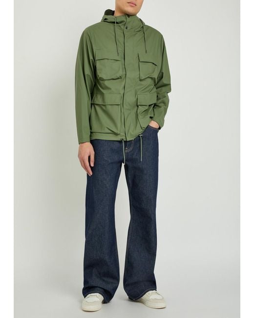 Rains Green Hooded Waterproof Jacket for men
