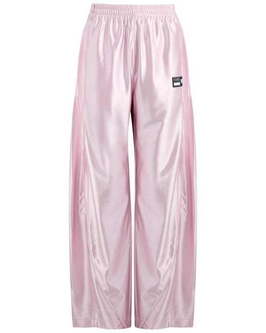 T By Alexander Wang Logo Satin-Jersey Track Pants in Pink | Lyst