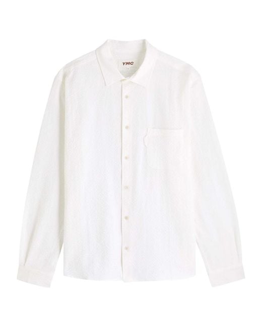 YMC White Curtis Seersucker Shirt for men