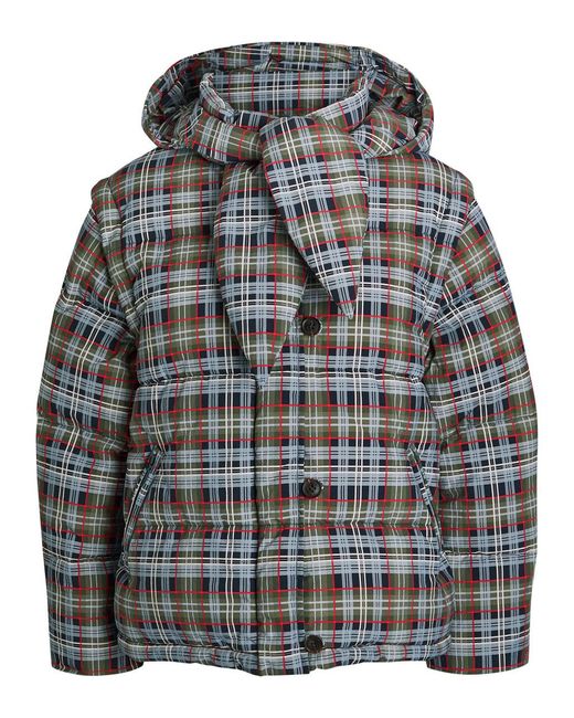 Damson Madder Pearl Padded Plaid Shell Jacket in Grey | Lyst UK