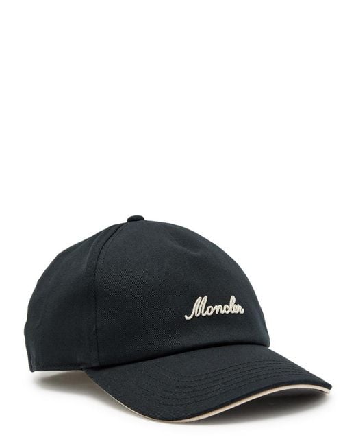 Moncler Black Logo-Embroidered Cotton Cap for men