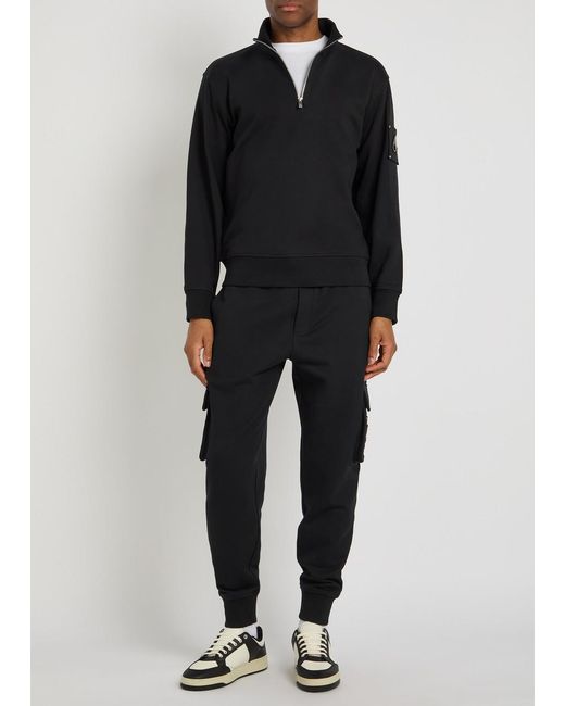 Moose Knuckles Black Hartsfield Half-Zip Cotton Sweatshirt for men