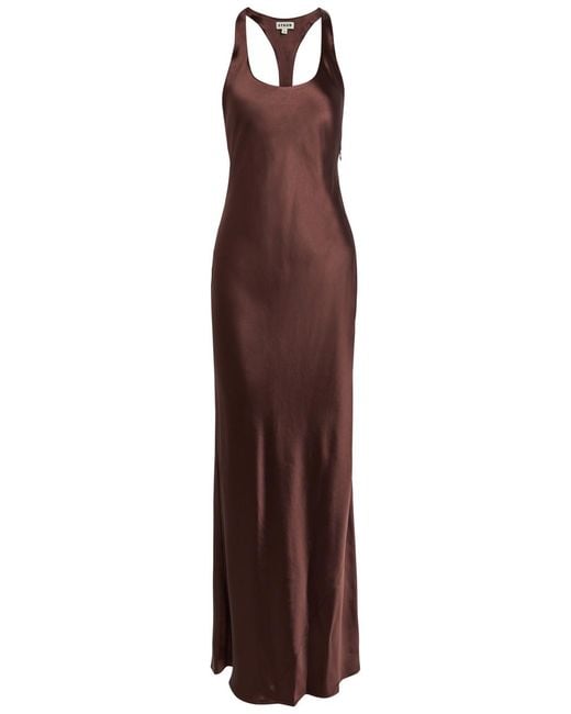 Staud Purple Juanita Satin Maxi Dress