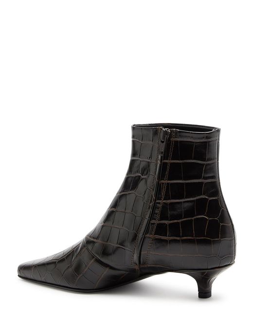 Totême  Black Totême 40 Crocodile-effect Leather Ankle Boots