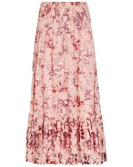 Alice + Olivia Red Stevie Devoré Chiffon Maxi Skirt