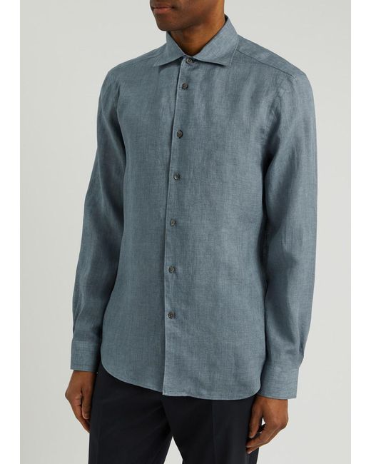 Paul Smith Blue Linen Shirt for men