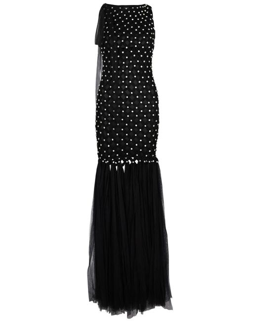 Huishan Zhang Black Uma Crystal-Embellished Tulle Gown